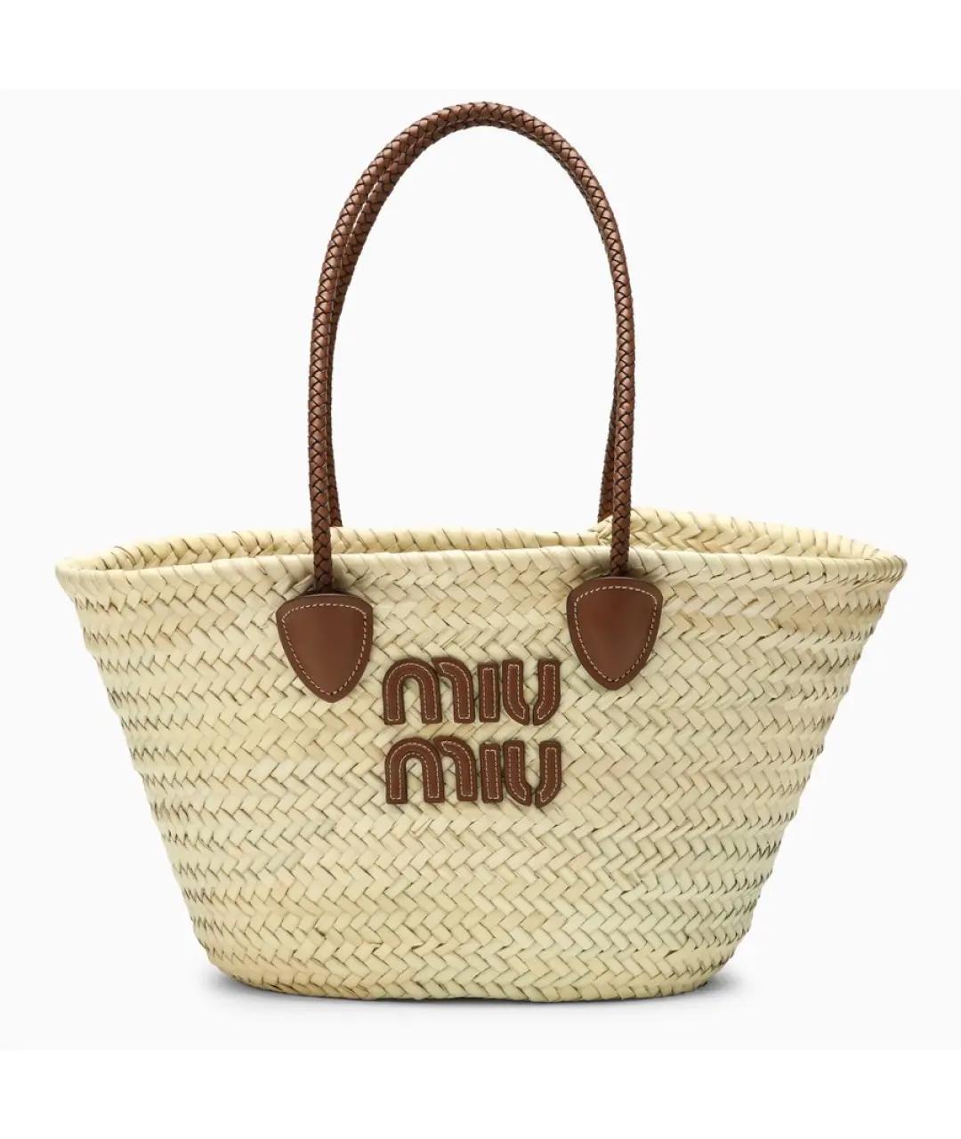 MIU MIU Бежевая пляжная сумка, фото 4
