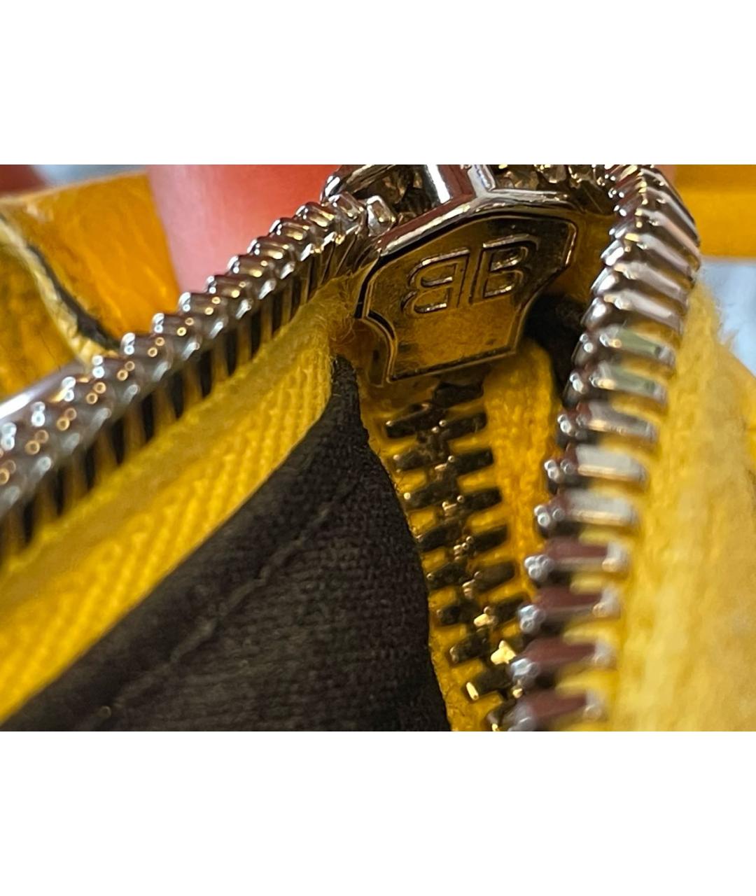 BALENCIAGA Желтая кожаная сумка с короткими ручками, фото 7