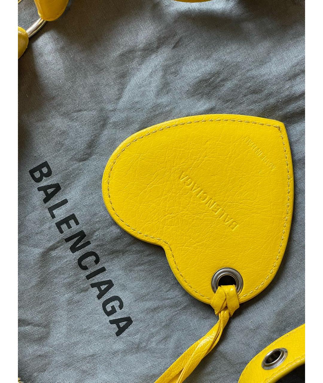 BALENCIAGA Желтая кожаная сумка с короткими ручками, фото 8