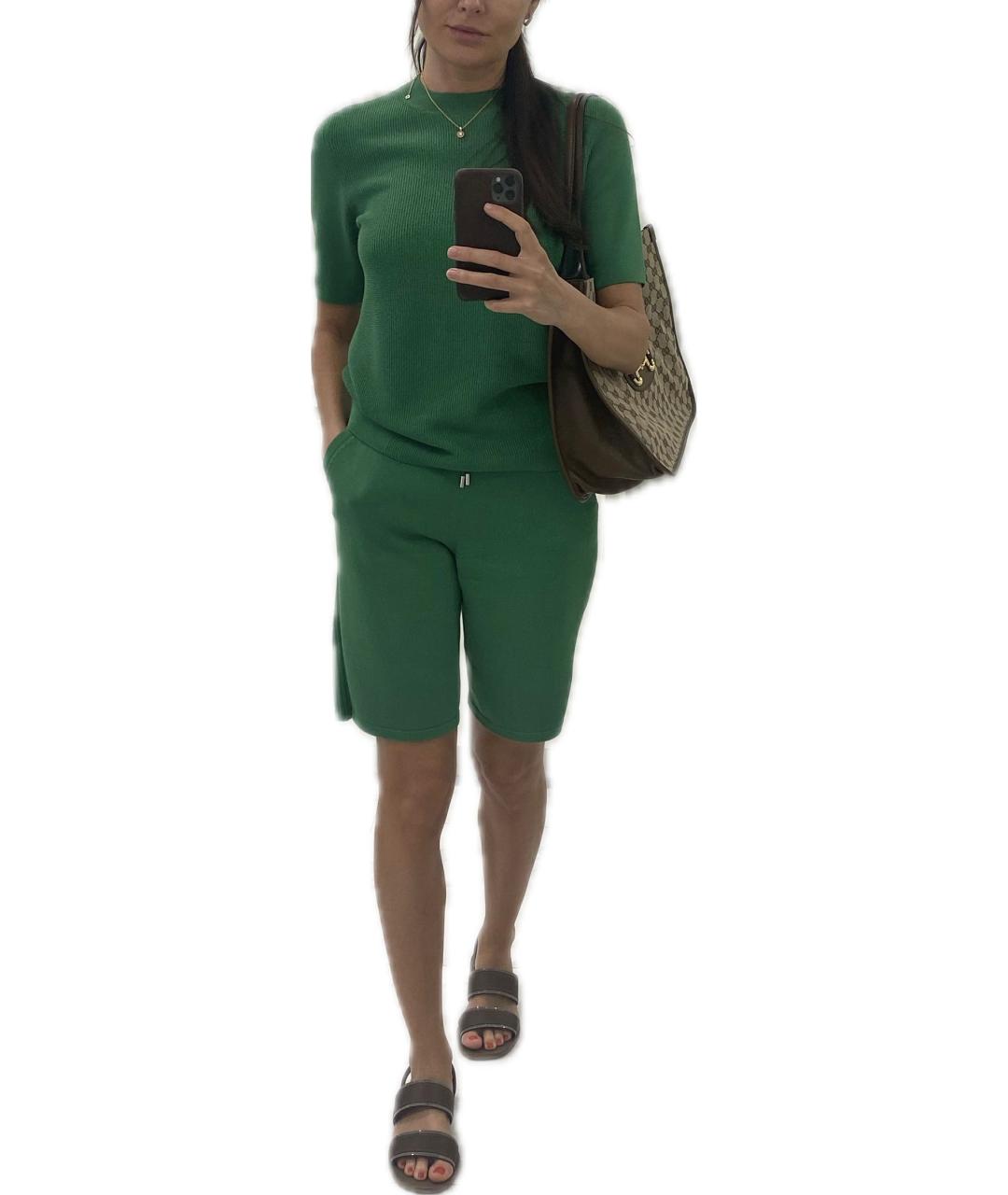 LORO PIANA Зеленые шелковые шорты, фото 5