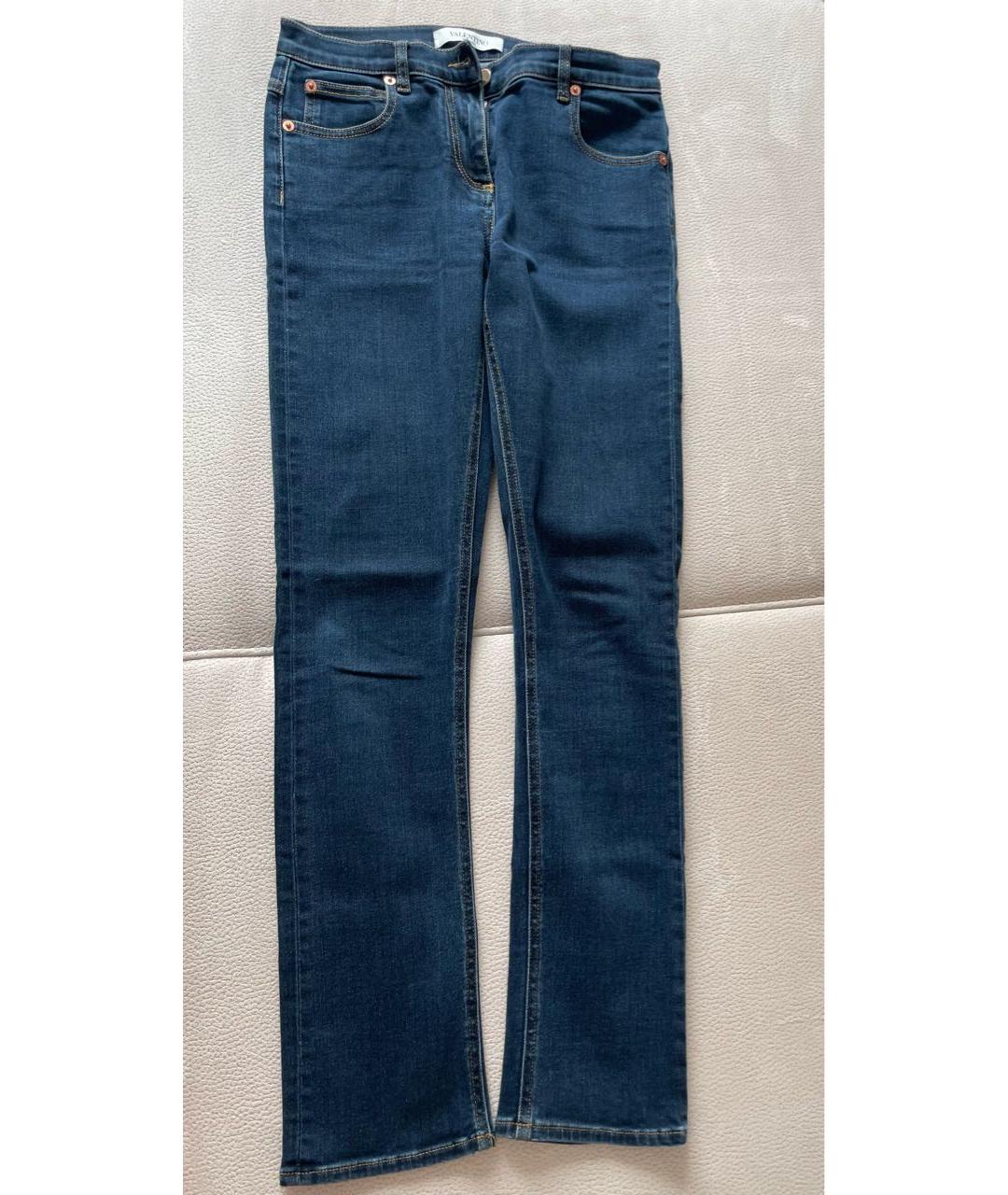 VALENTINO Темно-синие хлопко-эластановые прямые джинсы, фото 8
