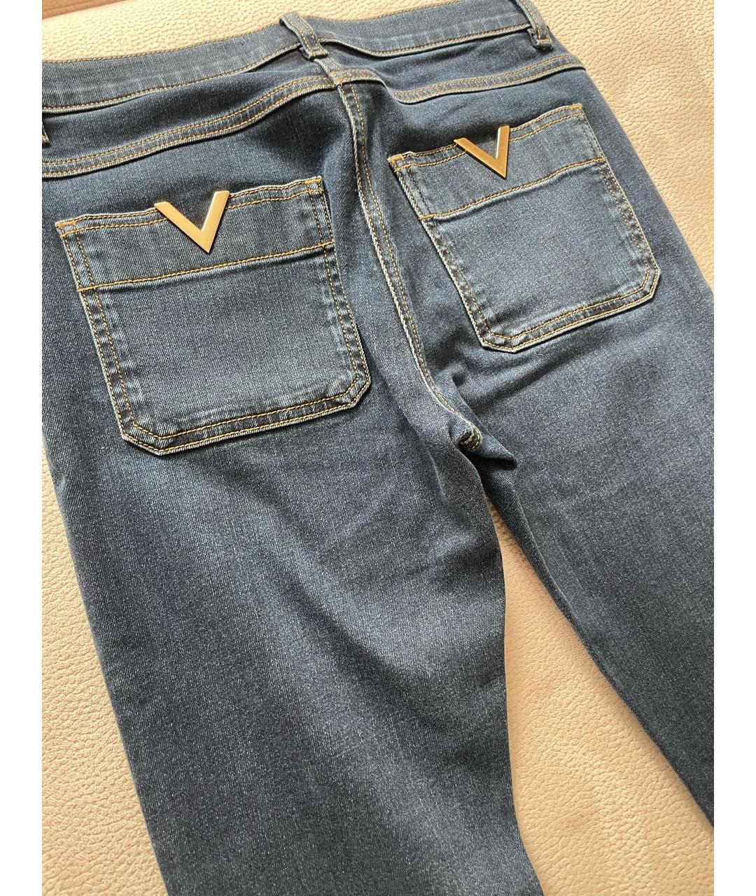 VALENTINO Темно-синие хлопко-эластановые прямые джинсы, фото 3