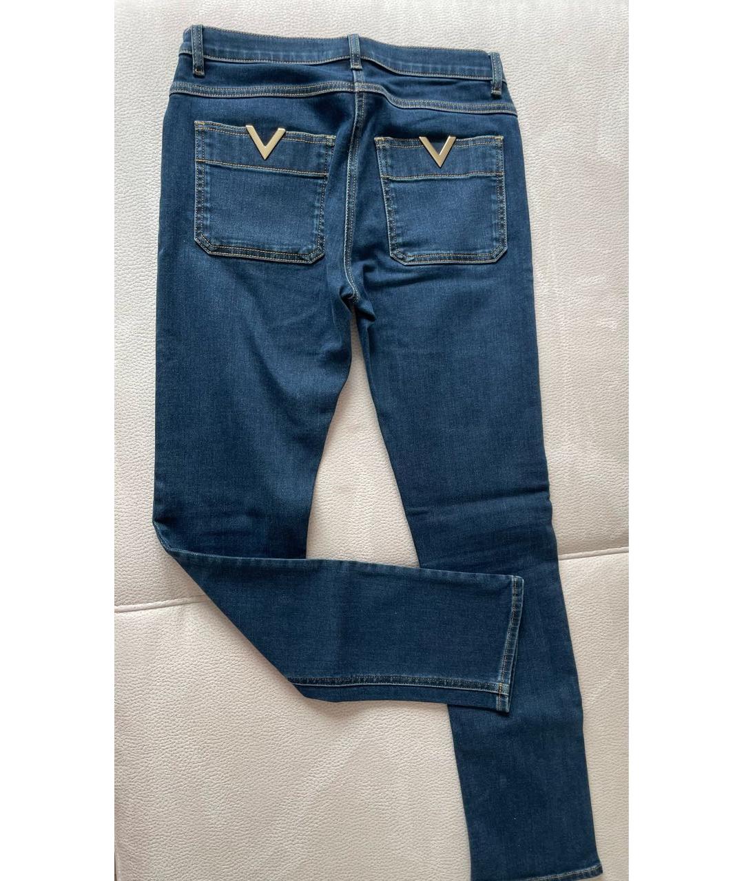 VALENTINO Темно-синие хлопко-эластановые прямые джинсы, фото 2