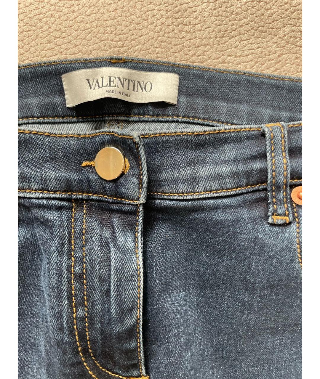 VALENTINO Темно-синие хлопко-эластановые прямые джинсы, фото 6