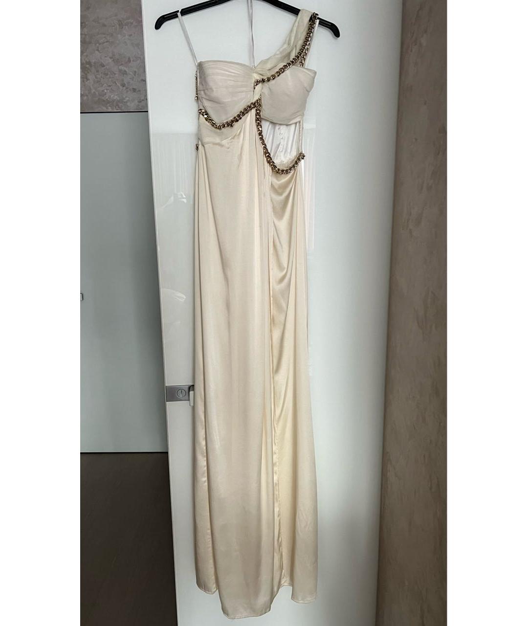 ELISABETTA FRANCHI Белое шелковое вечернее платье, фото 7