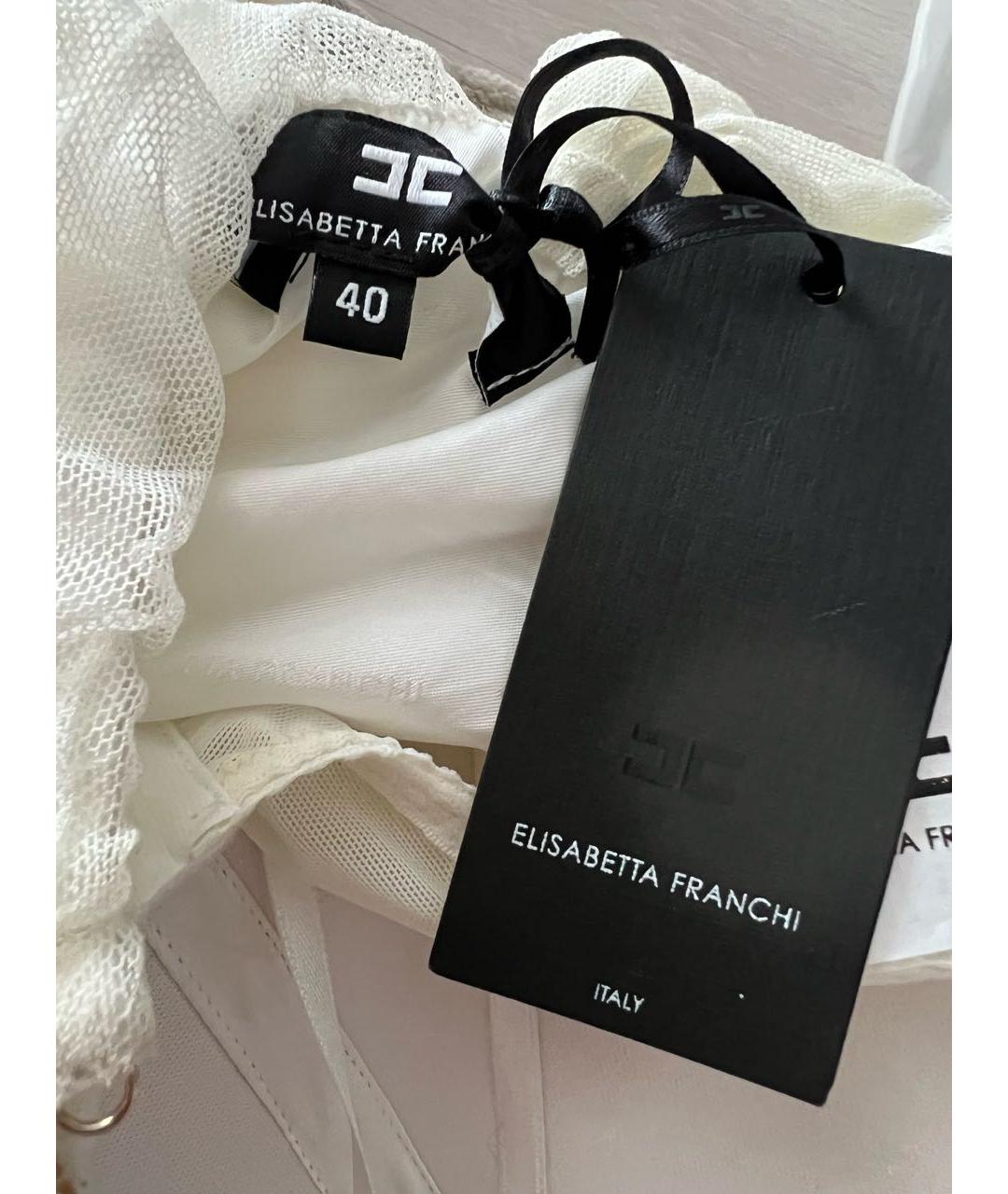ELISABETTA FRANCHI Белое шелковое вечернее платье, фото 5