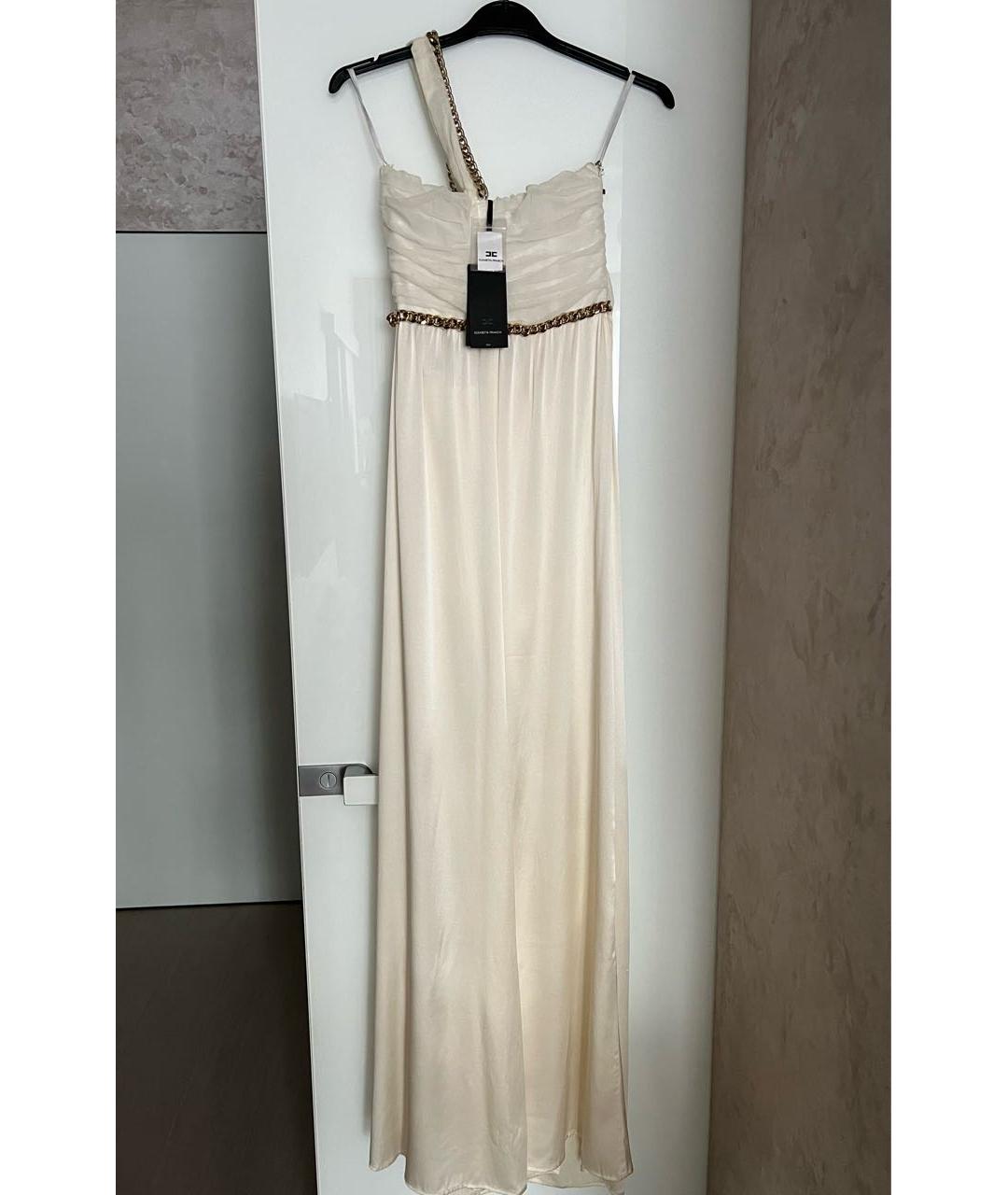 ELISABETTA FRANCHI Белое шелковое вечернее платье, фото 2