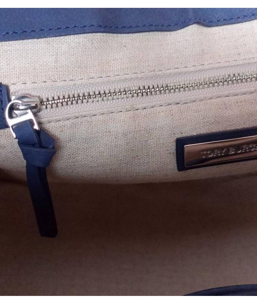 TORY BURCH Темно-синяя замшевая сумка с короткими ручками, фото 5