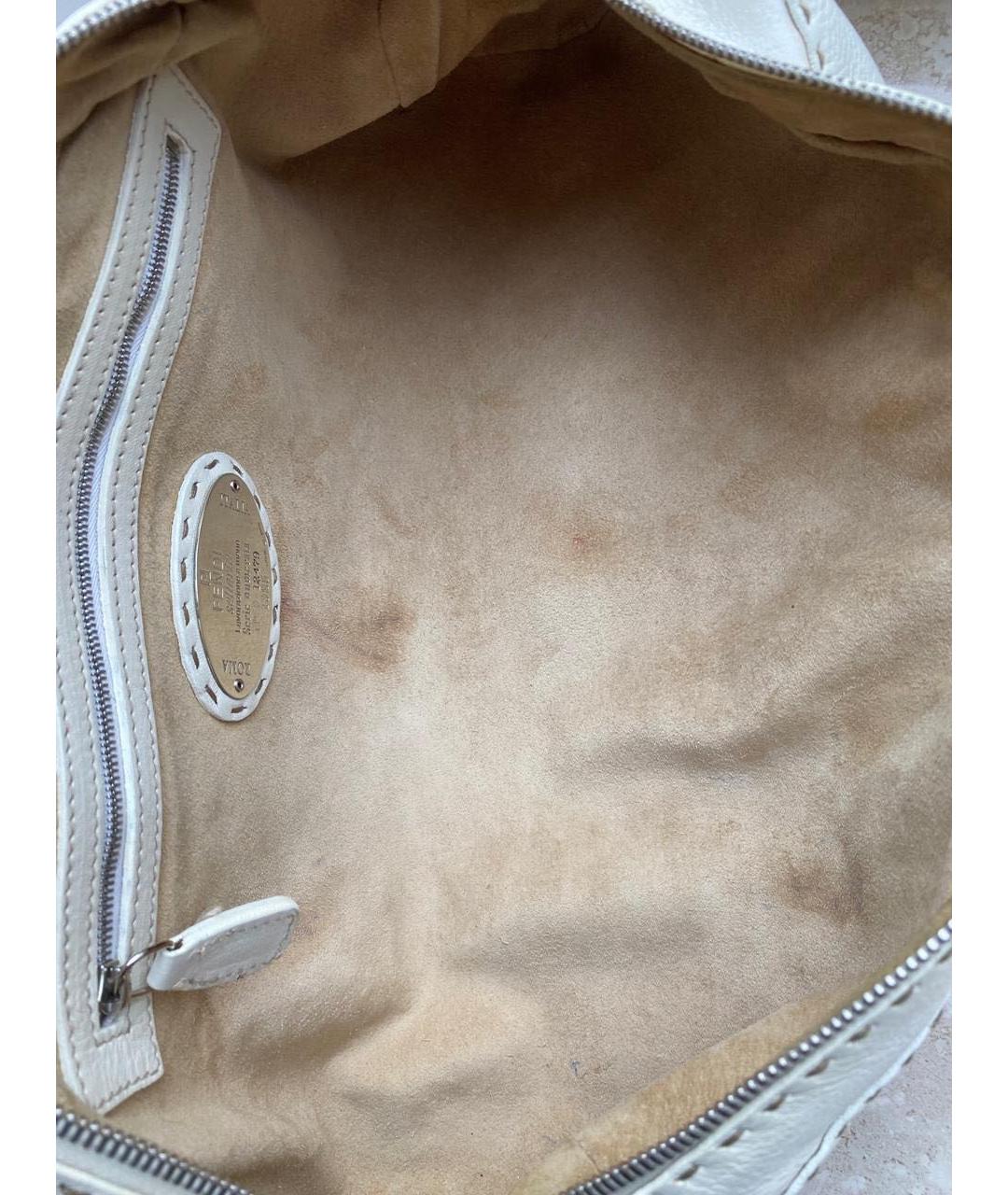 FENDI Белая кожаная сумка с короткими ручками, фото 7