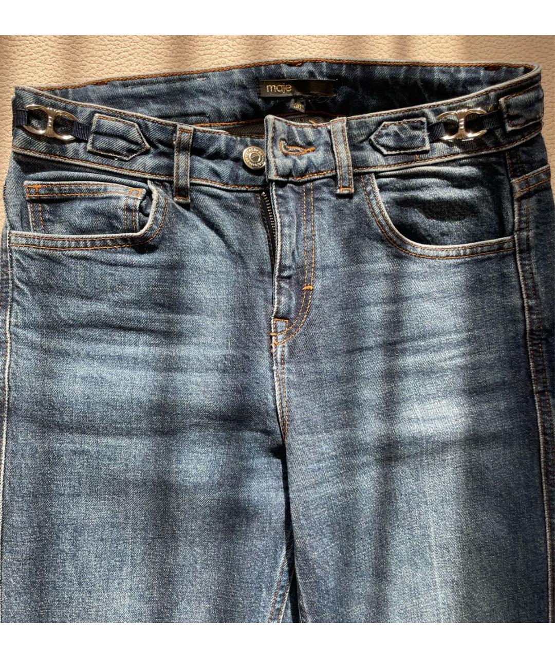MAJE Темно-синие хлопко-эластановые джинсы клеш, фото 4