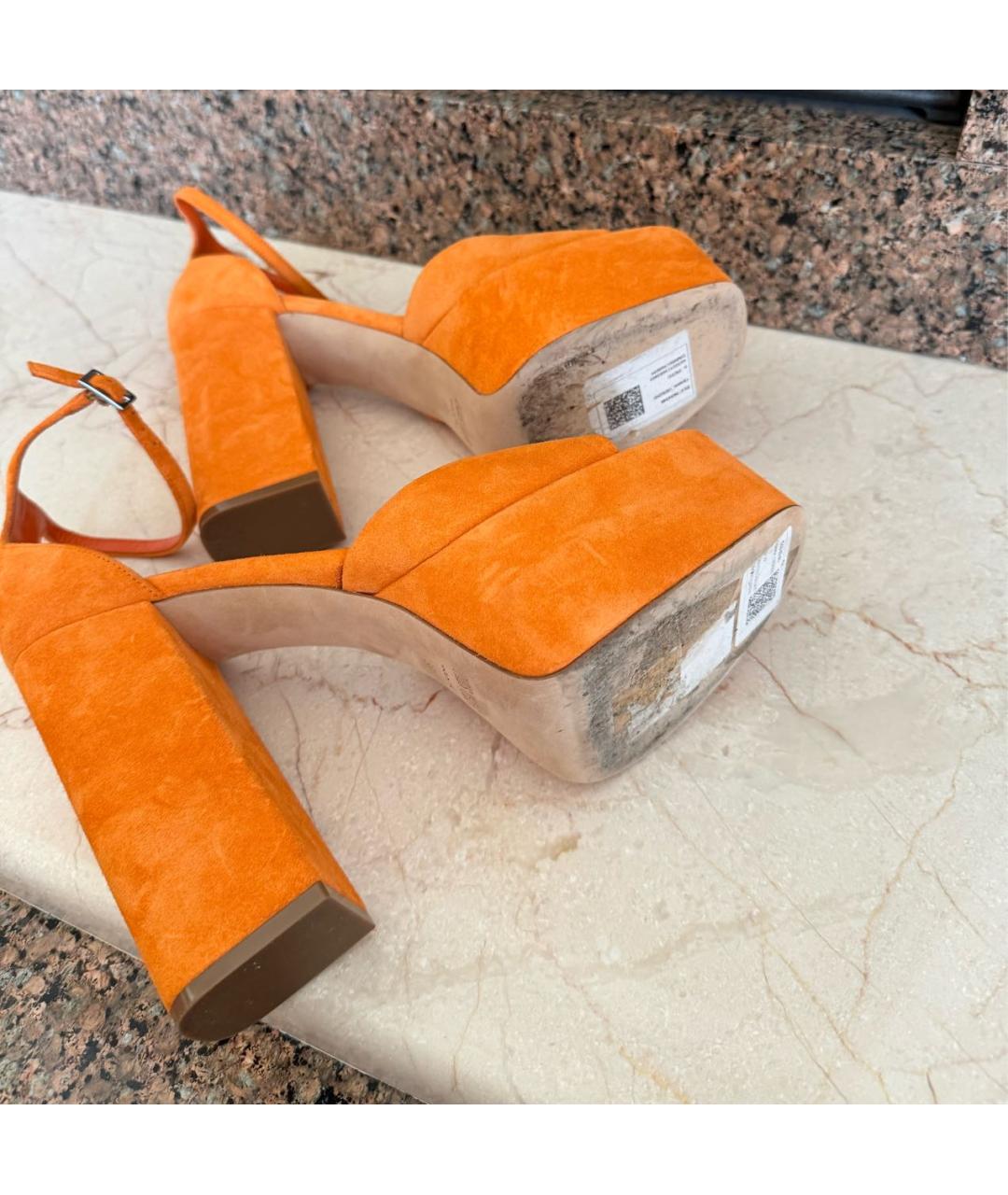 PARIS TEXAS Оранжевое замшевые босоножки, фото 7