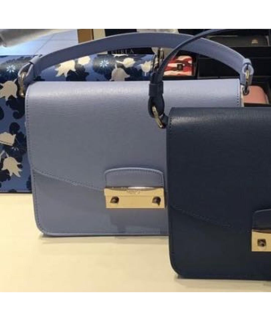 FURLA Голубая кожаная сумка через плечо, фото 2