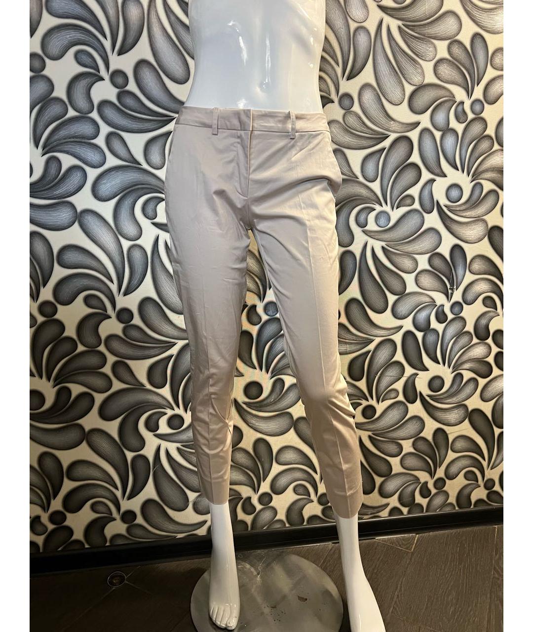 BLUMARINE Бежевые хлопко-эластановые брюки узкие, фото 6