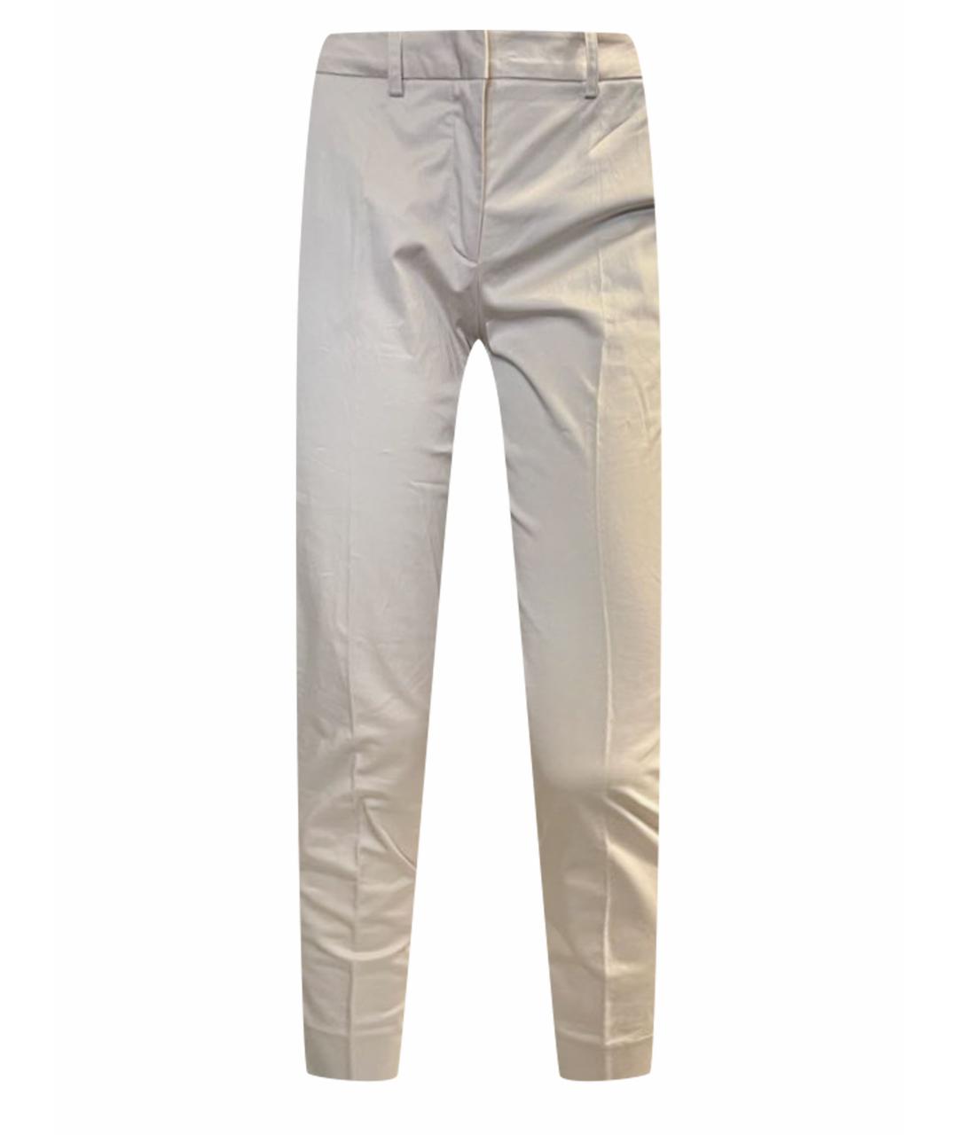 BLUMARINE Бежевые хлопко-эластановые брюки узкие, фото 1