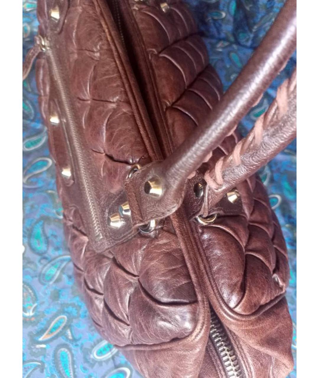 BALENCIAGA Коричневая кожаная сумка с короткими ручками, фото 6