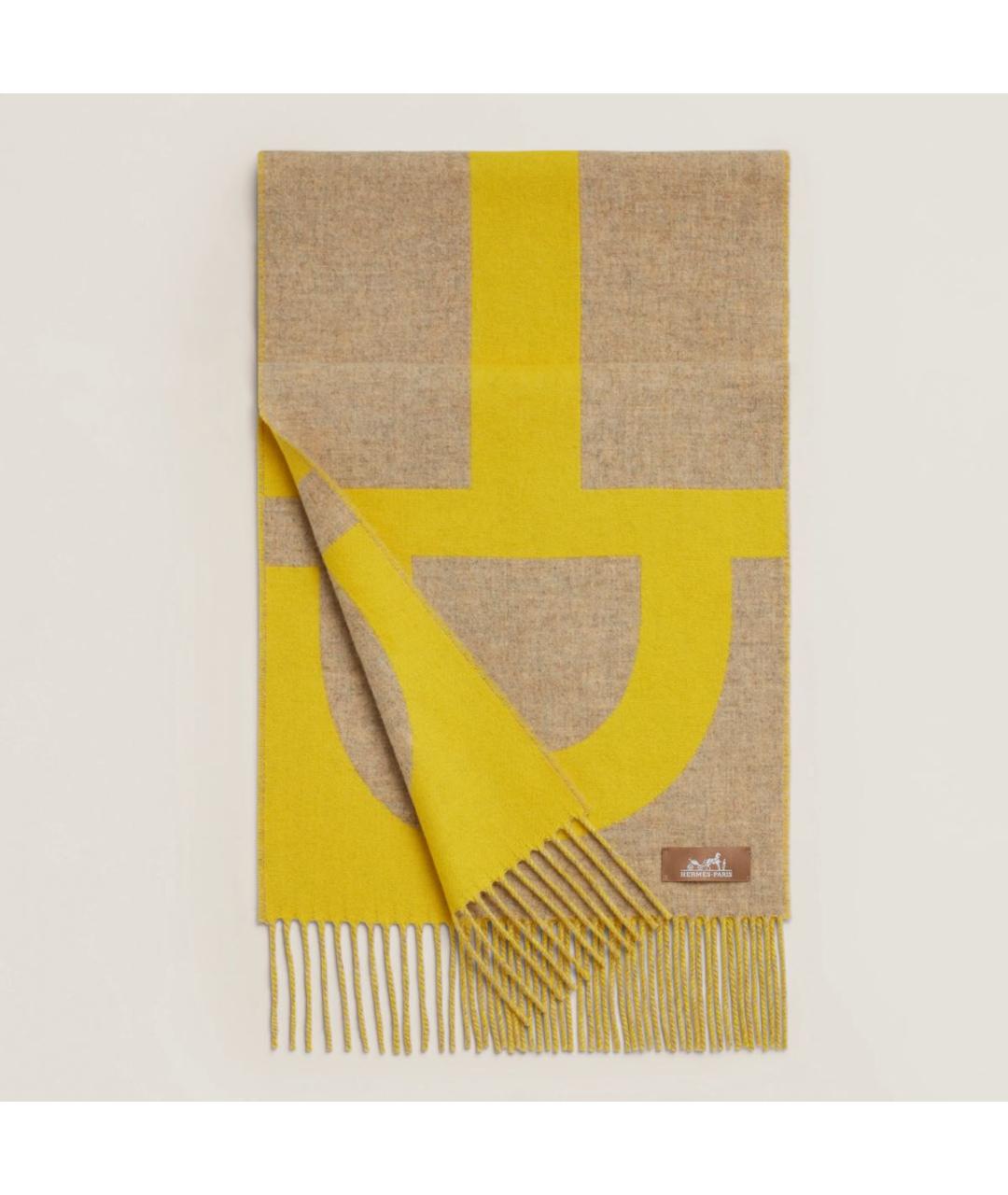 HERMES PRE-OWNED Желтый кашемировый шарф, фото 4
