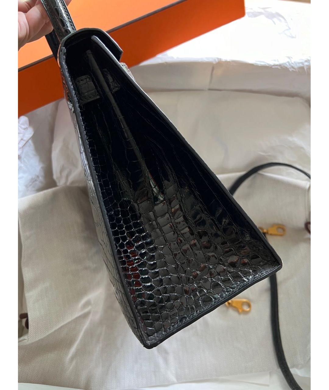 HERMES PRE-OWNED Черная сумка с короткими ручками из экзотической кожи, фото 4