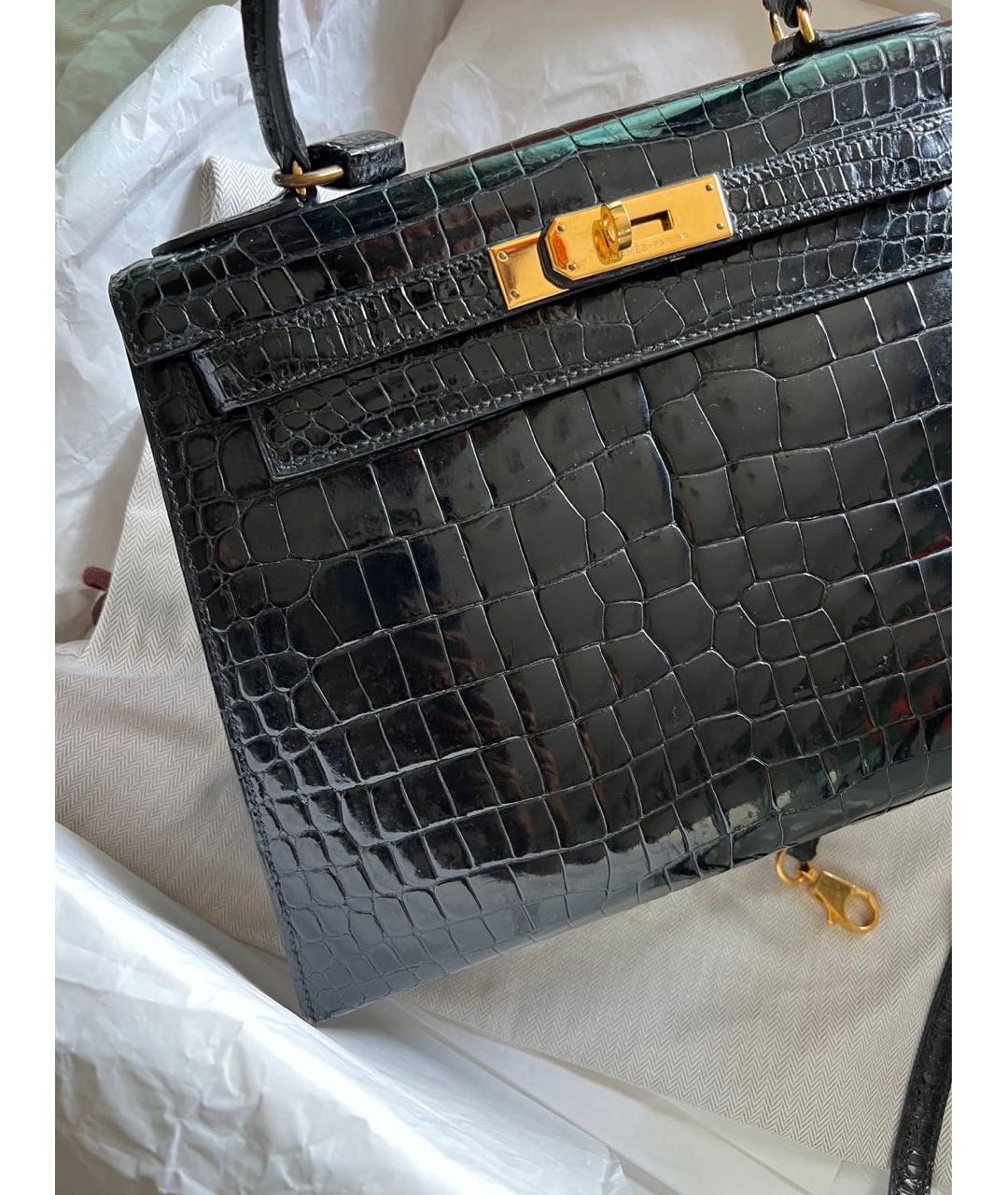 HERMES PRE-OWNED Черная сумка с короткими ручками из экзотической кожи, фото 2