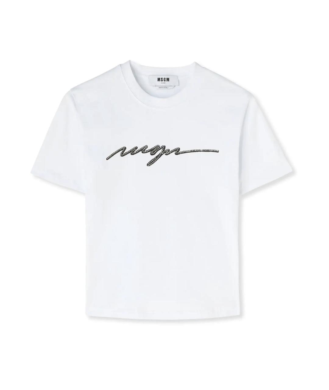 MSGM Белая хлопковая футболка, фото 1