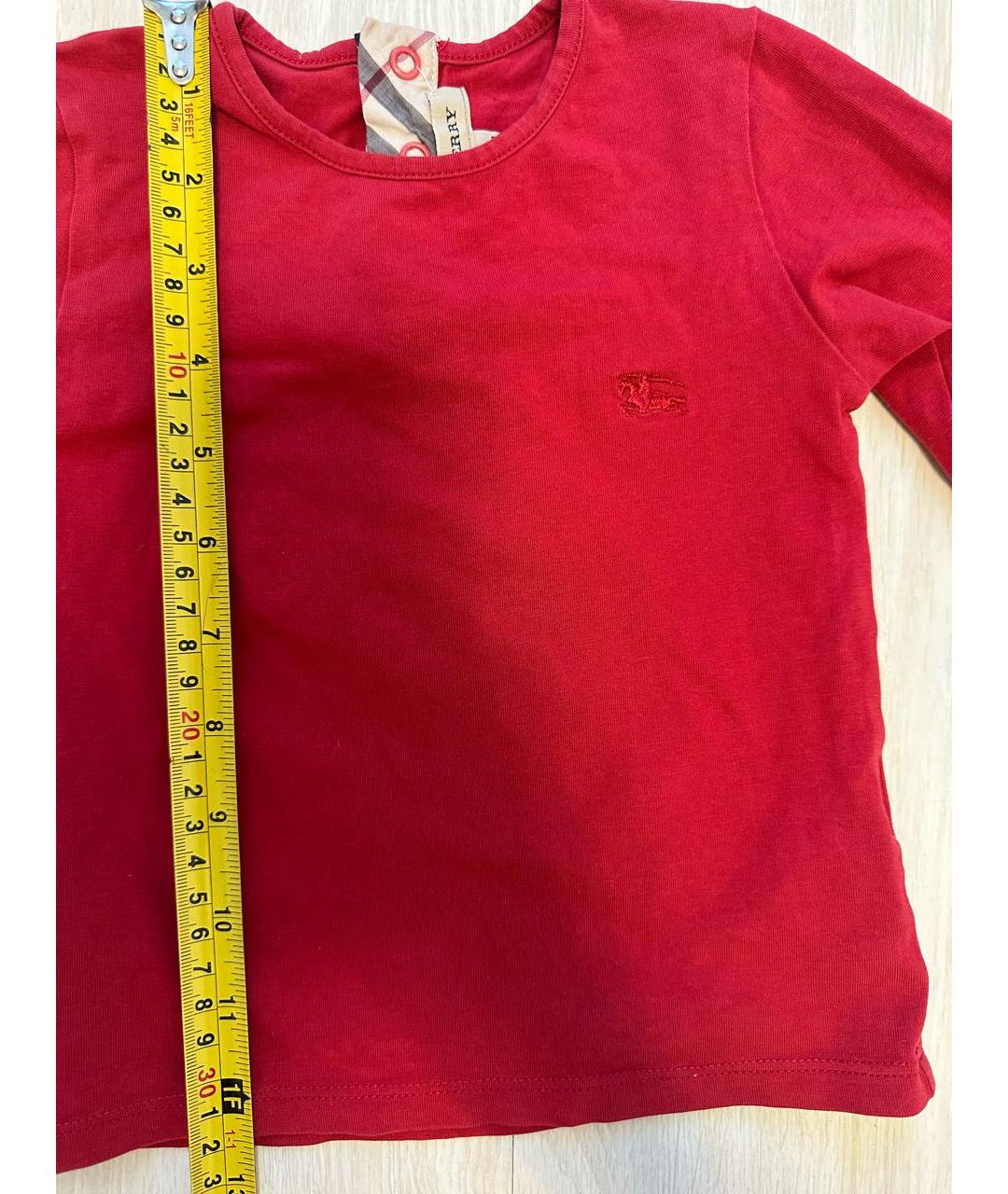 BURBERRY Красная хлопковая детская футболка, фото 3