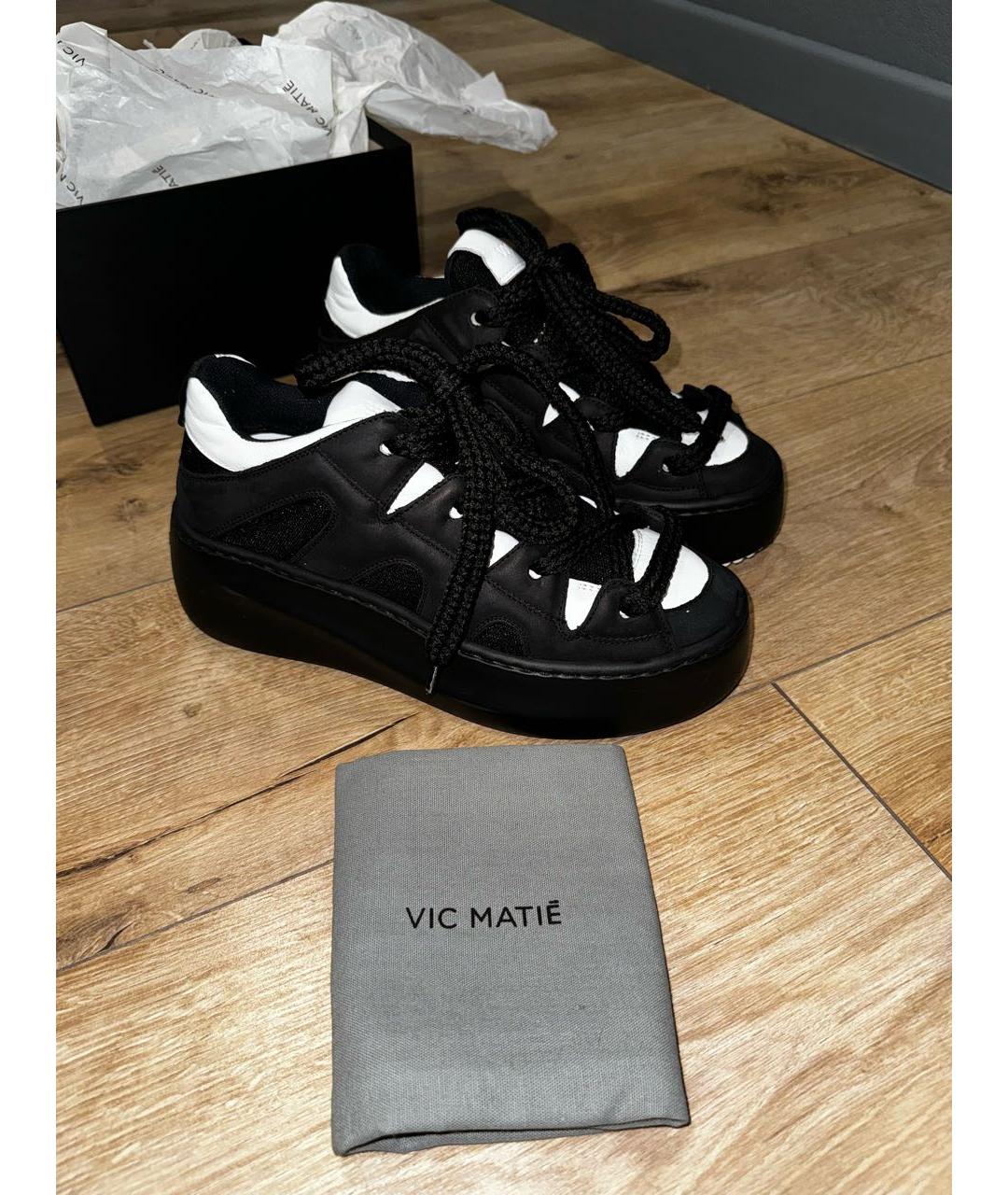 VIC MATIE Черные кожаные кроссовки, фото 3