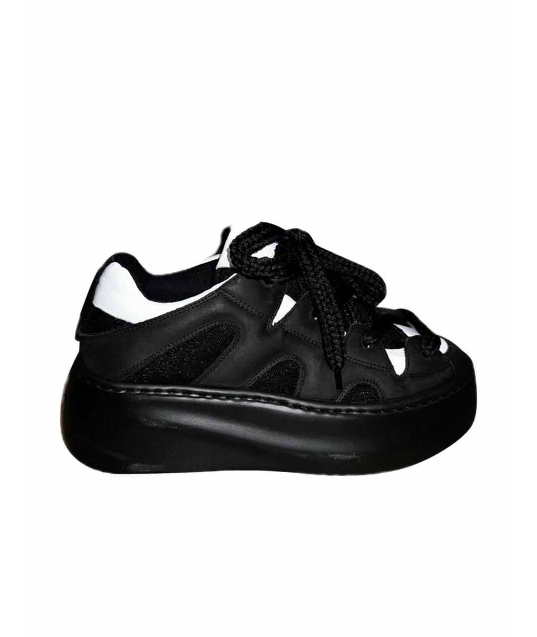 VIC MATIE Черные кожаные кроссовки, фото 1