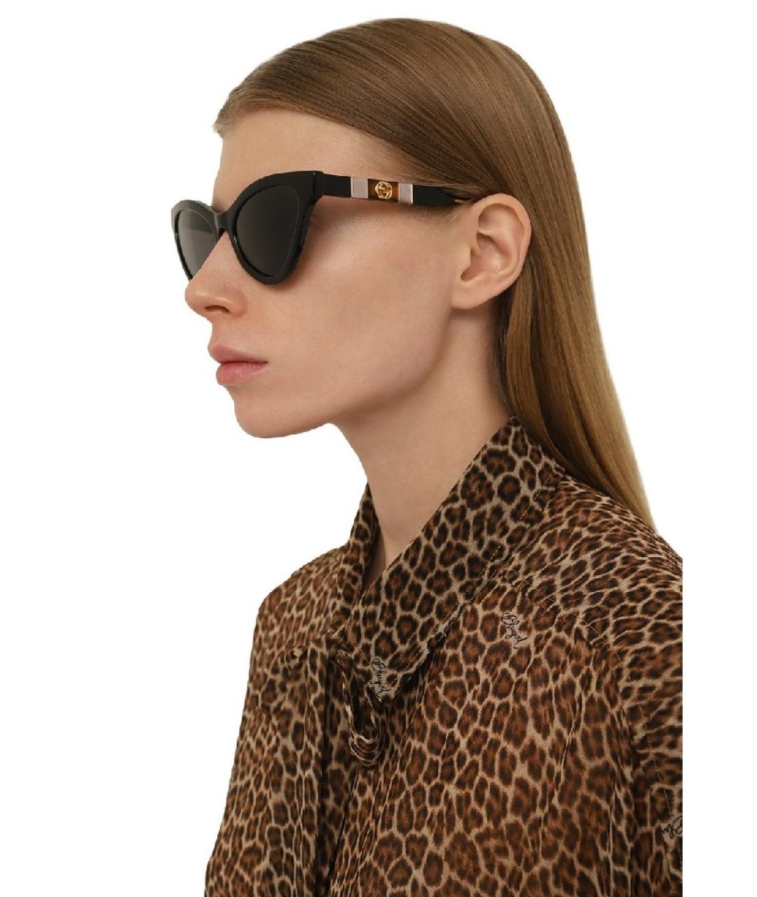 GUCCI Черные металлические солнцезащитные очки, фото 4