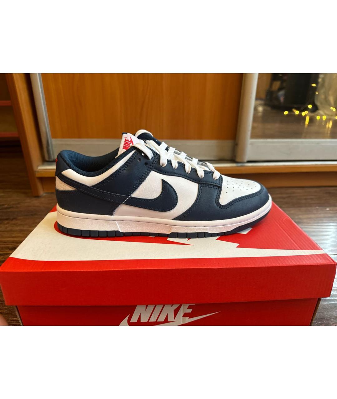 NIKE Темно-синие кожаные низкие кроссовки / кеды, фото 5
