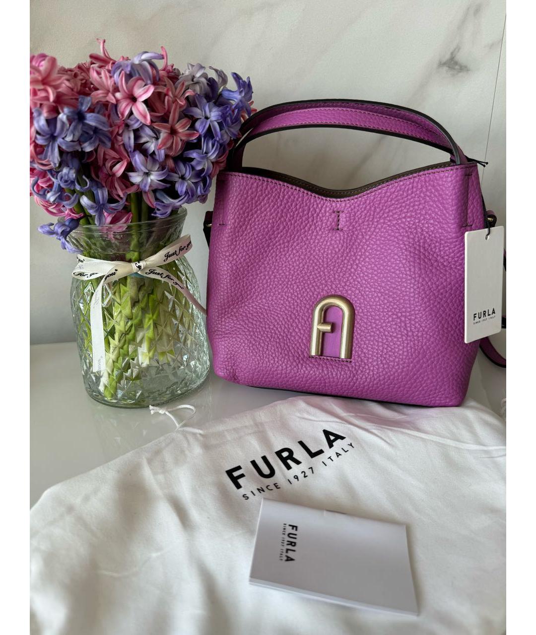 FURLA Фиолетовая кожаная сумка через плечо, фото 2