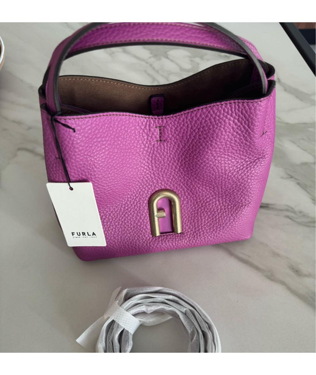 FURLA Фиолетовая кожаная сумка через плечо, фото 4