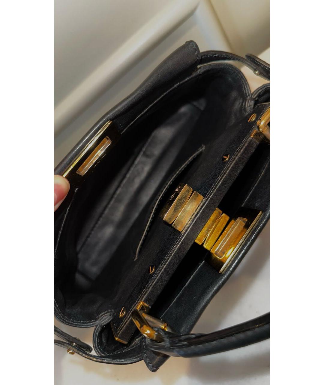 FENDI Черная кожаная сумка с короткими ручками, фото 3