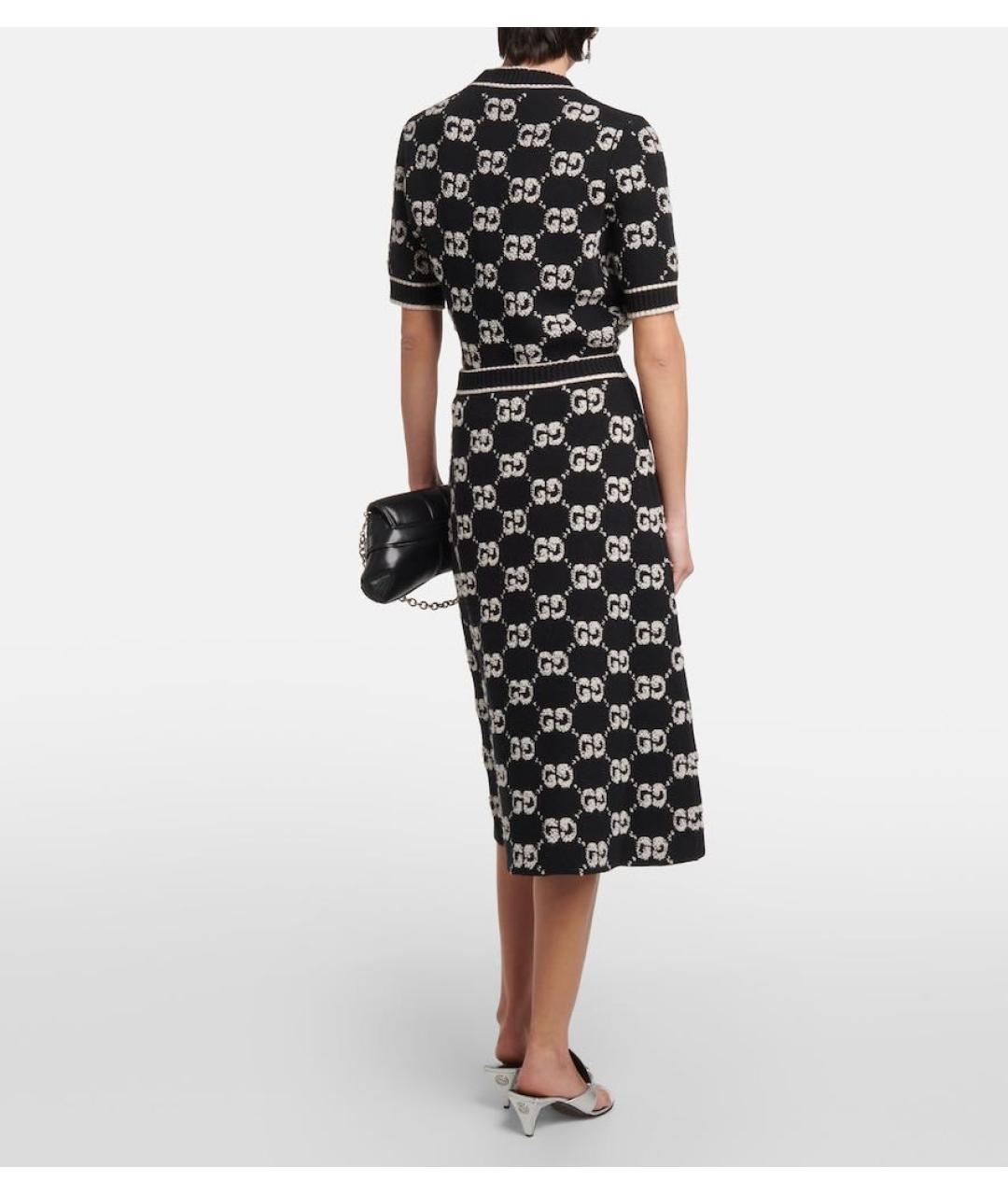 GUCCI Черная шерстяная юбка миди, фото 3