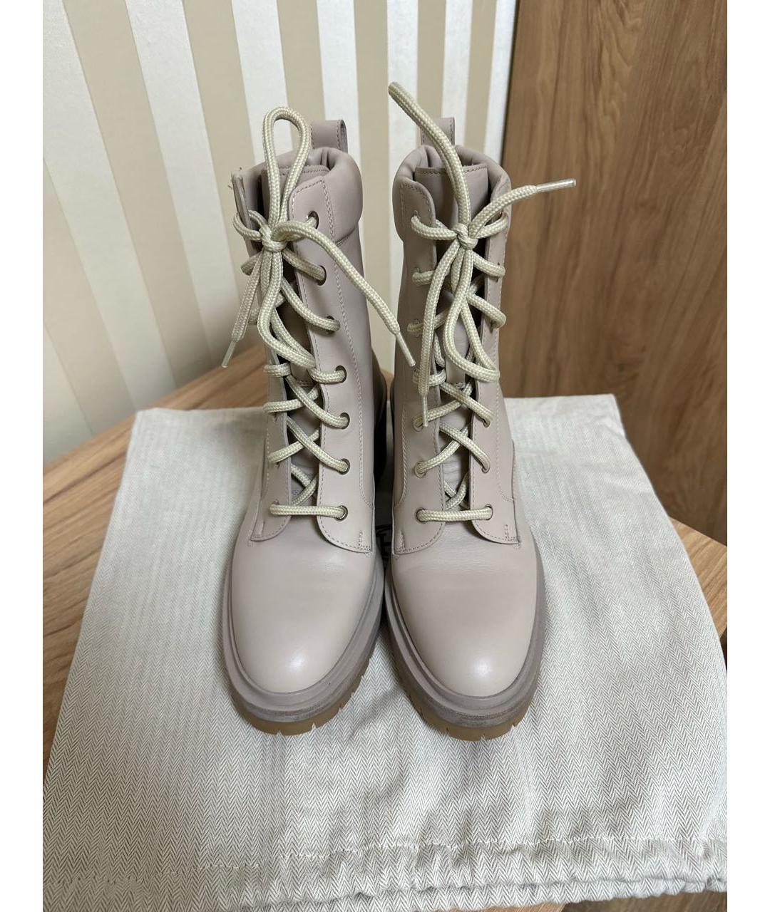 HERMES PRE-OWNED Бежевые кожаные ботинки, фото 2
