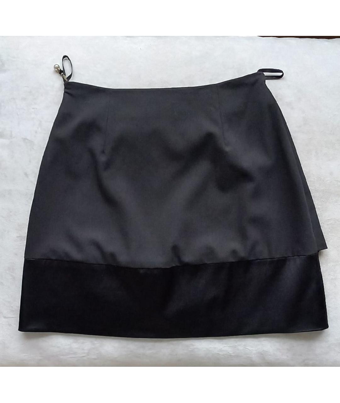 ELISABETTA FRANCHI Черная полиэстеровая юбка мини, фото 2