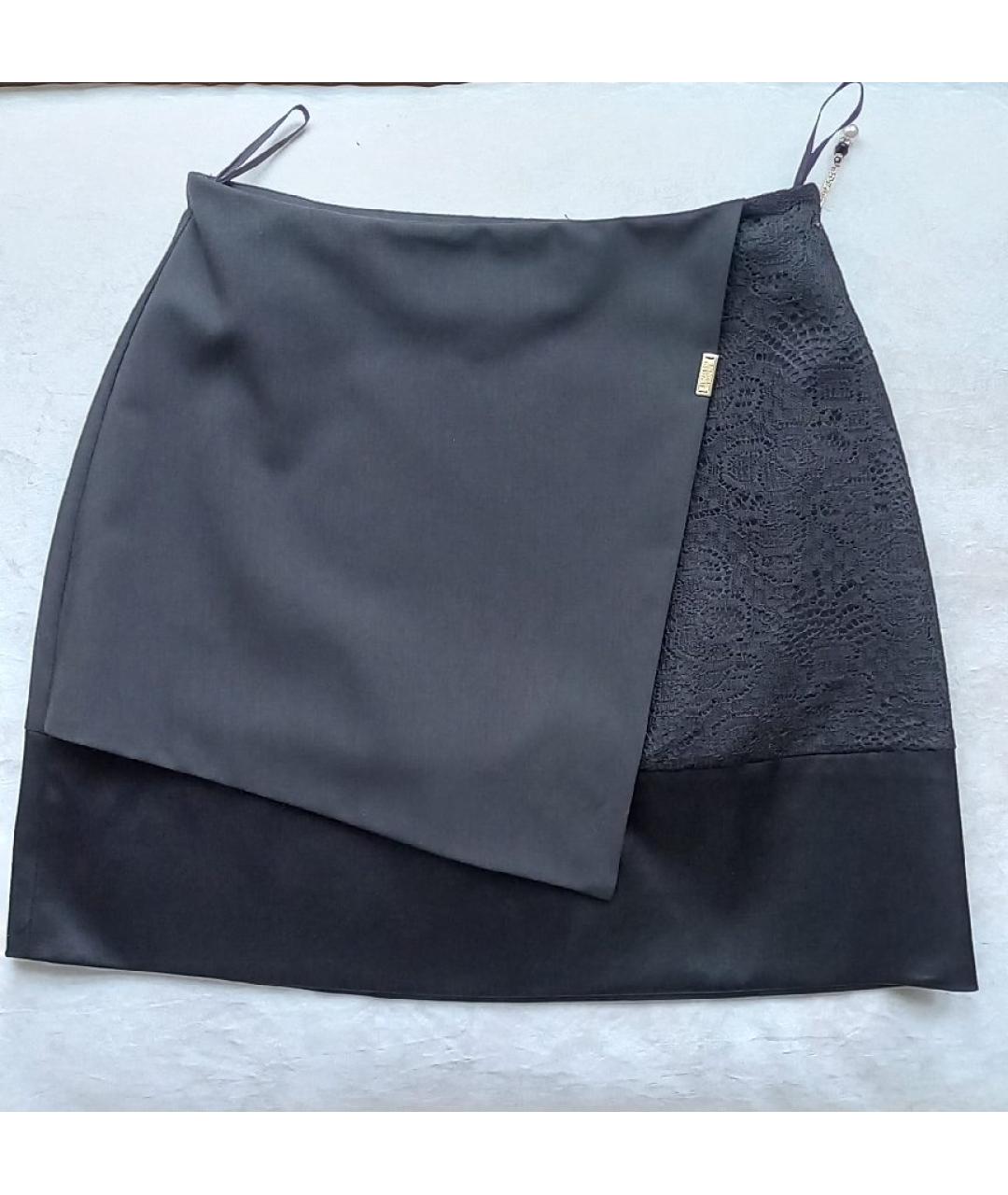 ELISABETTA FRANCHI Черная полиэстеровая юбка мини, фото 10