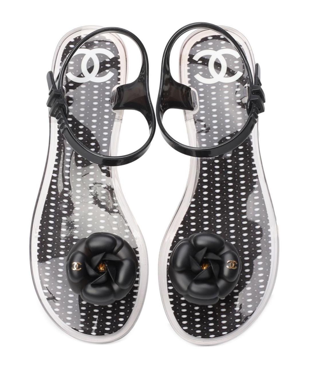CHANEL PRE-OWNED Черные резиновые сандалии, фото 2