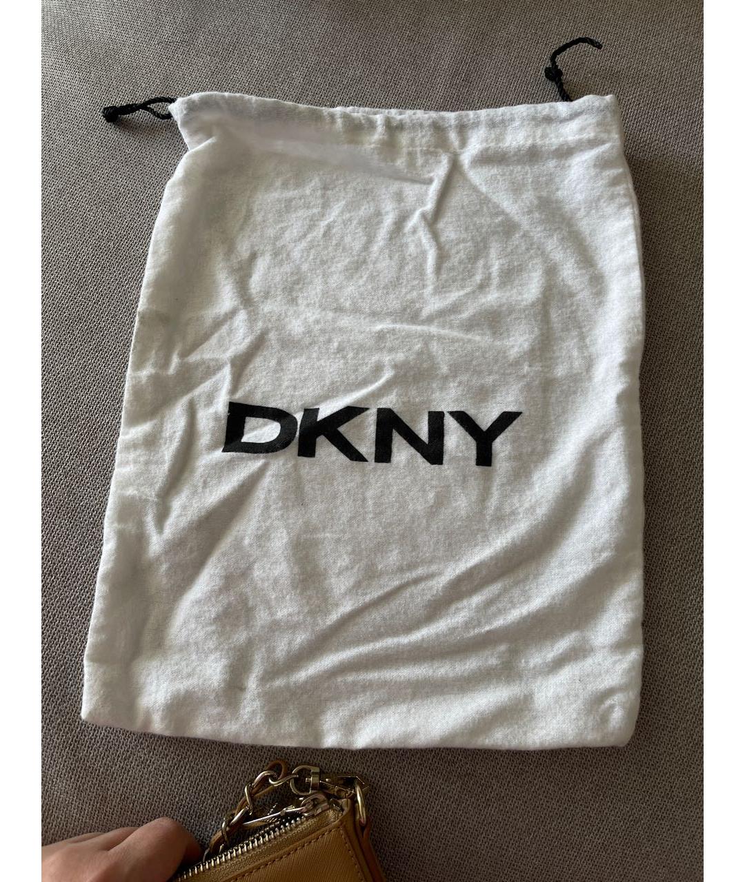 DKNY Бежевая кожаная сумка через плечо, фото 7