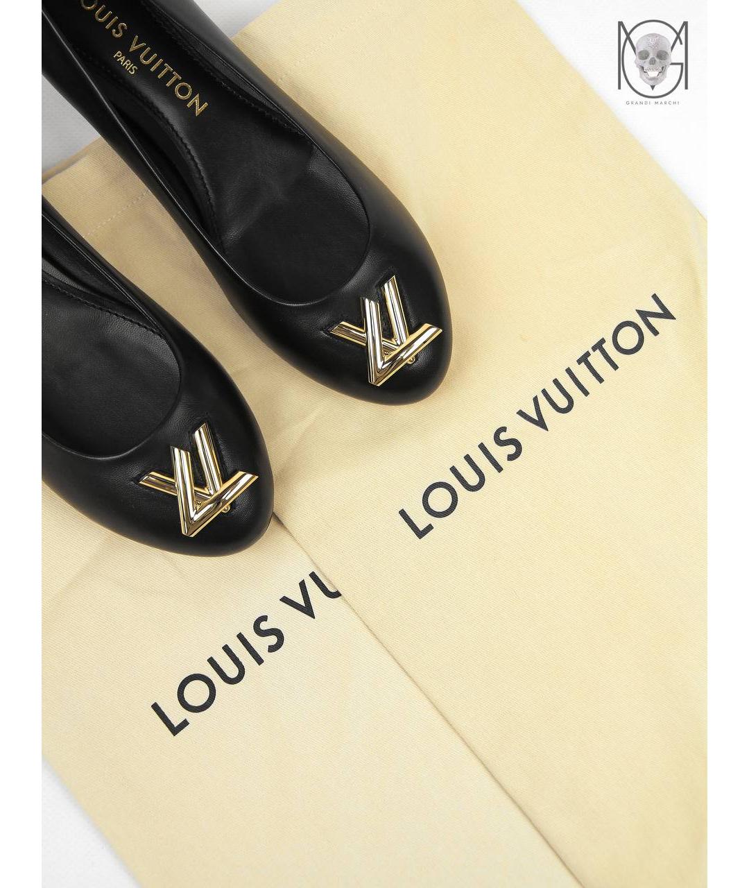 LOUIS VUITTON Черные кожаные балетки, фото 6