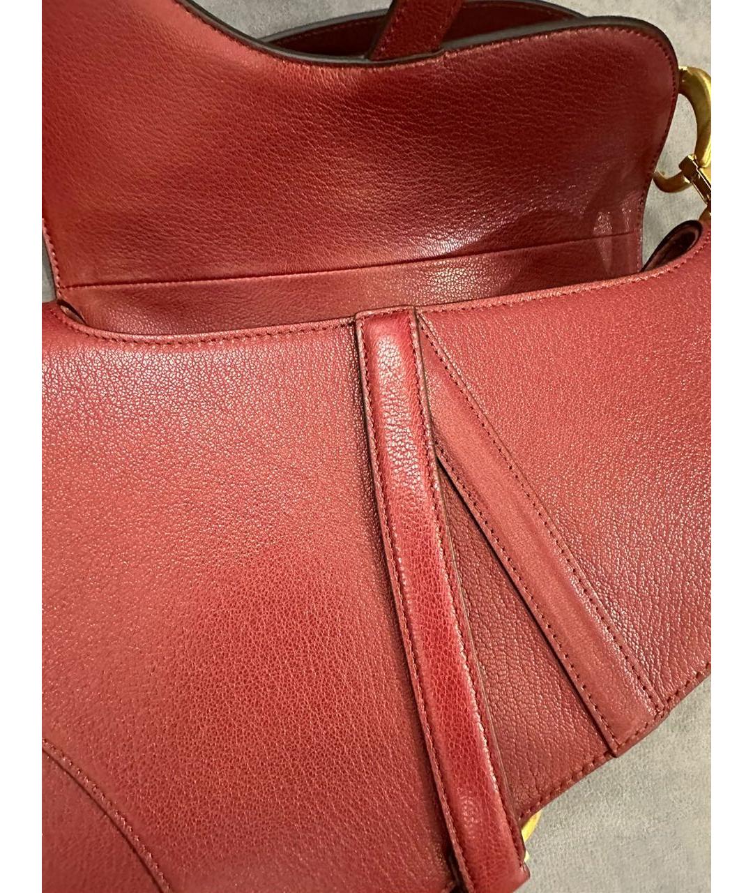 CHRISTIAN DIOR PRE-OWNED Бордовая кожаная сумка через плечо, фото 4