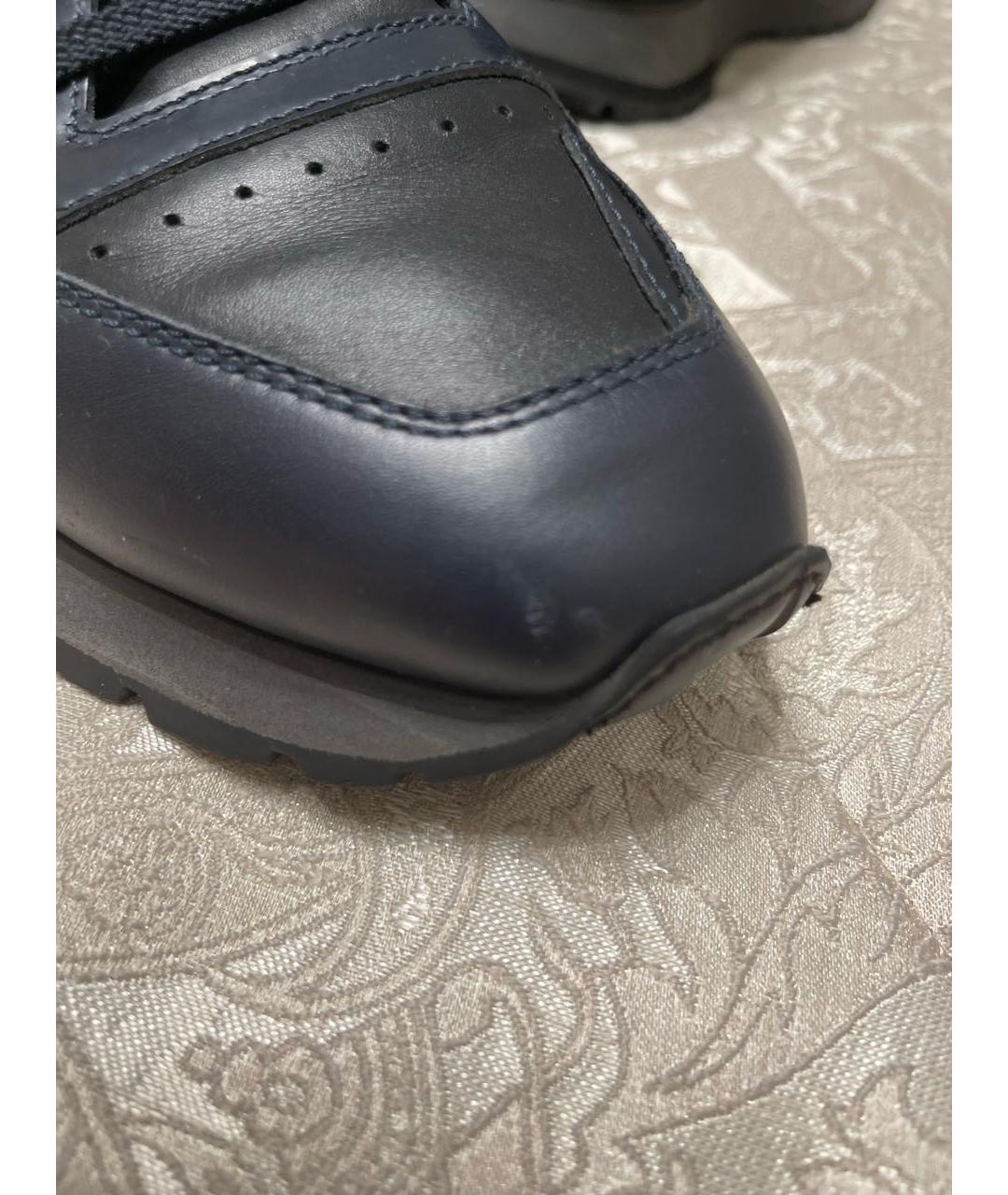 SANTONI Темно-синие кожаные низкие кроссовки / кеды, фото 5