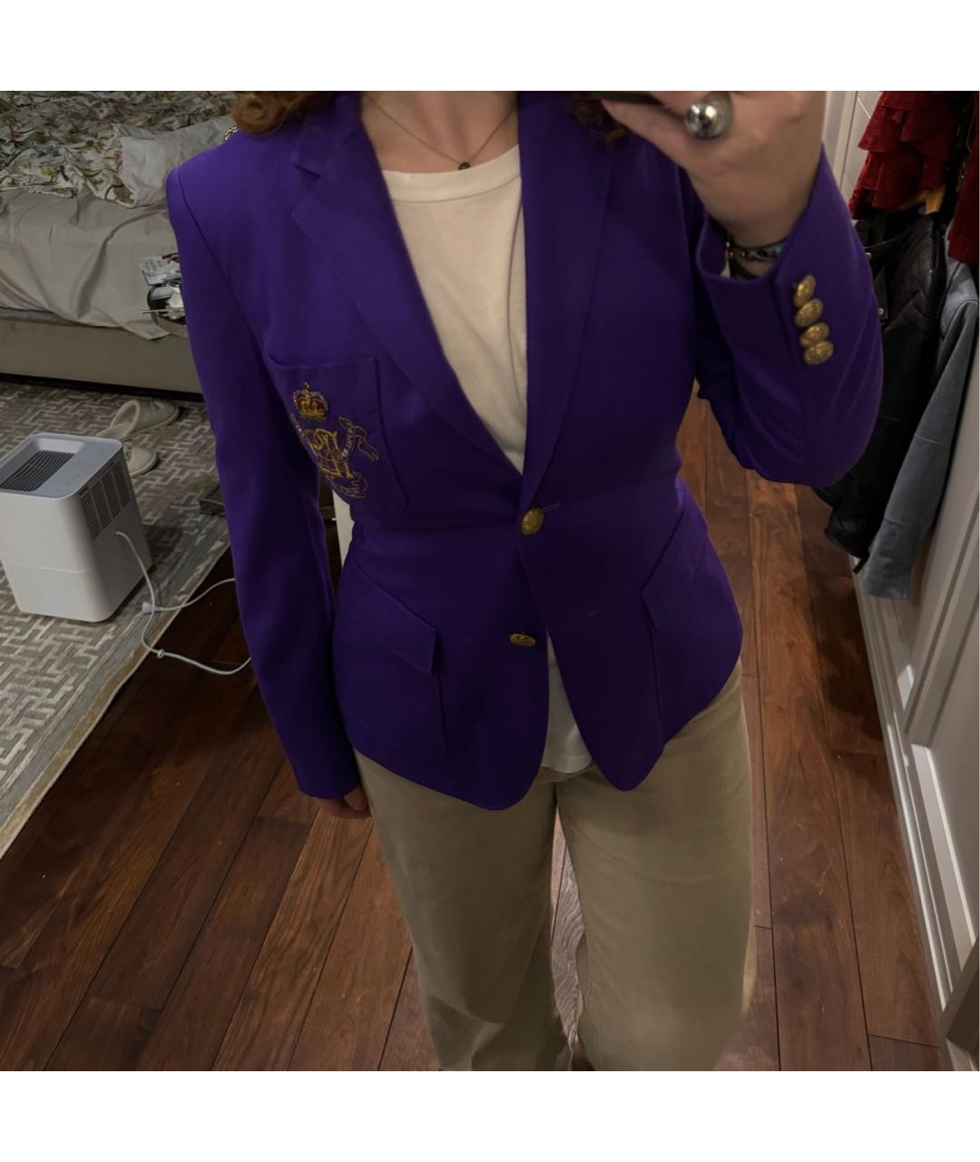 RALPH LAUREN Фиолетовый шерстяной жакет/пиджак, фото 3