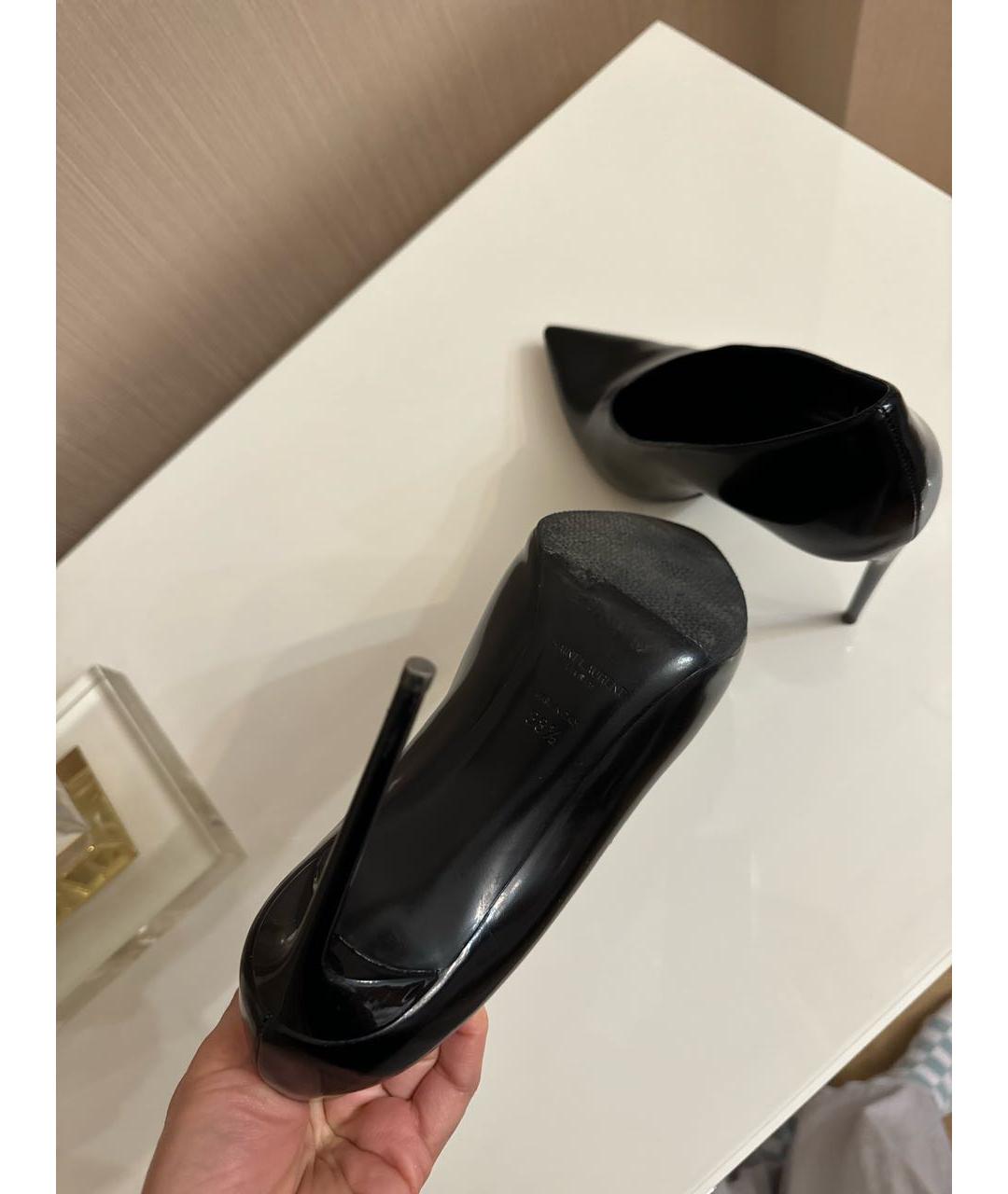 SAINT LAURENT Черные туфли из лакированной кожи, фото 5