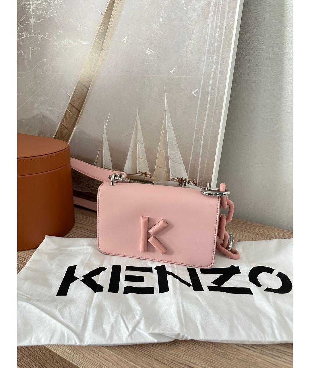 KENZO Розовая кожаная сумка через плечо, фото 8