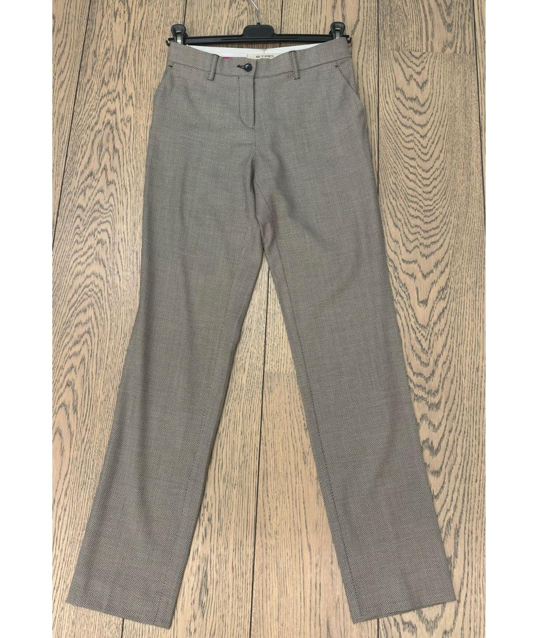 ETRO Бежевые шерстяные прямые брюки, фото 9