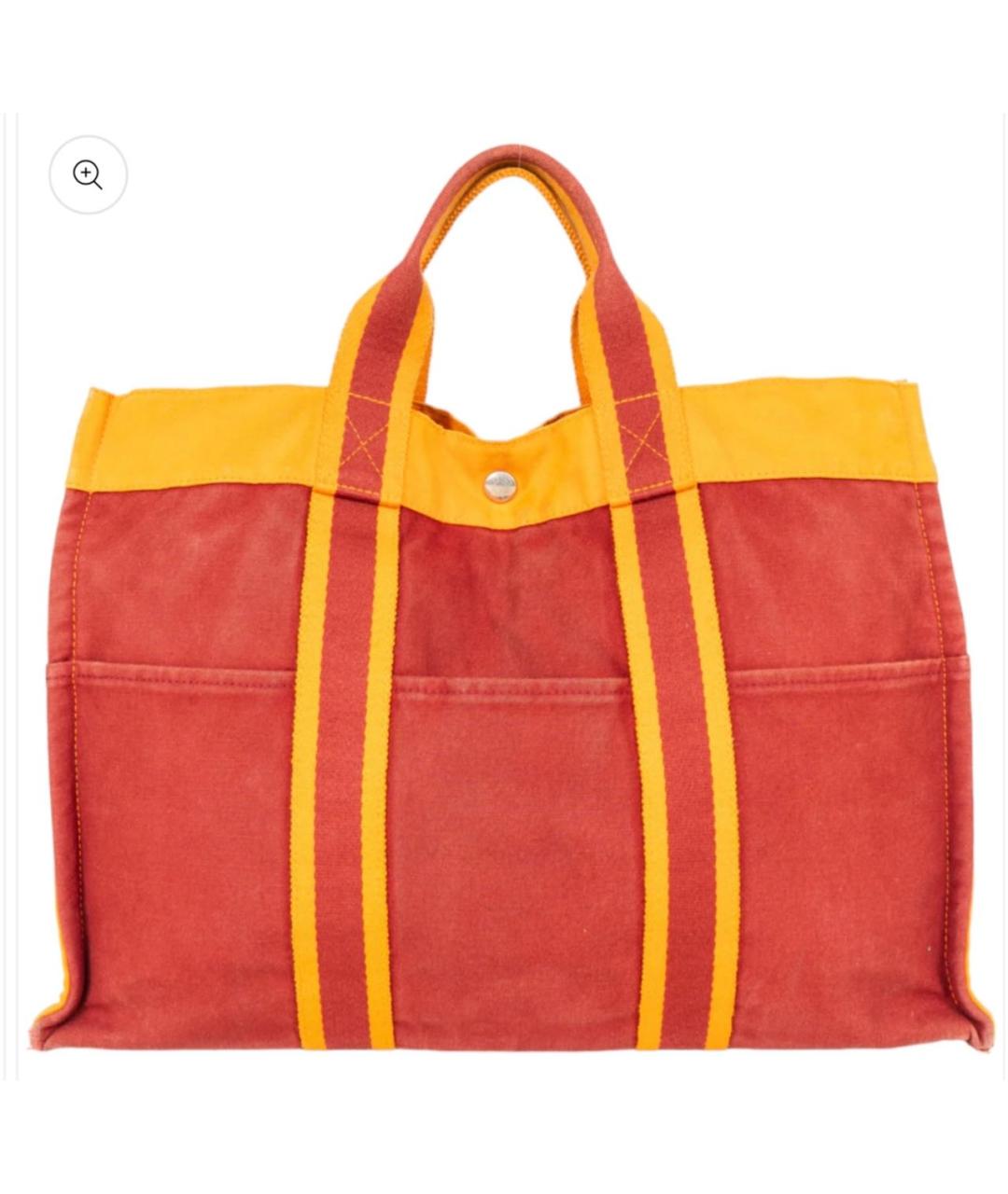 HERMES Оранжевая деним пляжная сумка, фото 4