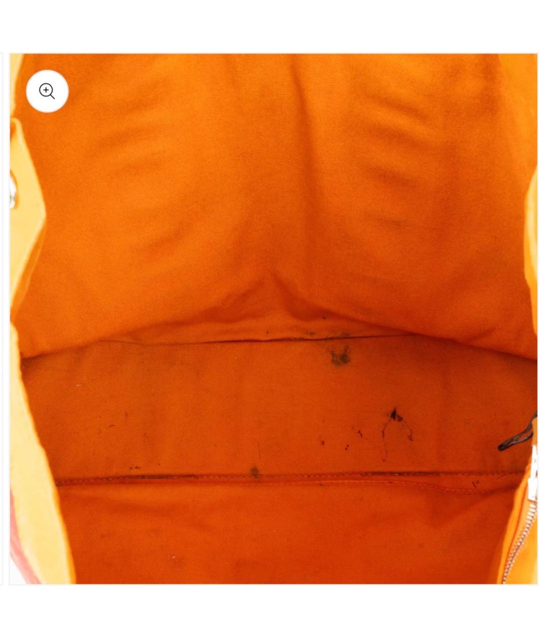HERMES Оранжевая деним пляжная сумка, фото 8