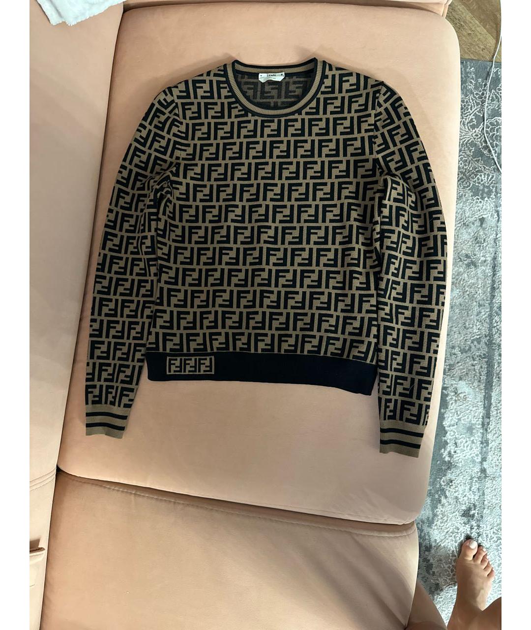 FENDI Коричневый полиэстеровый джемпер / свитер, фото 5