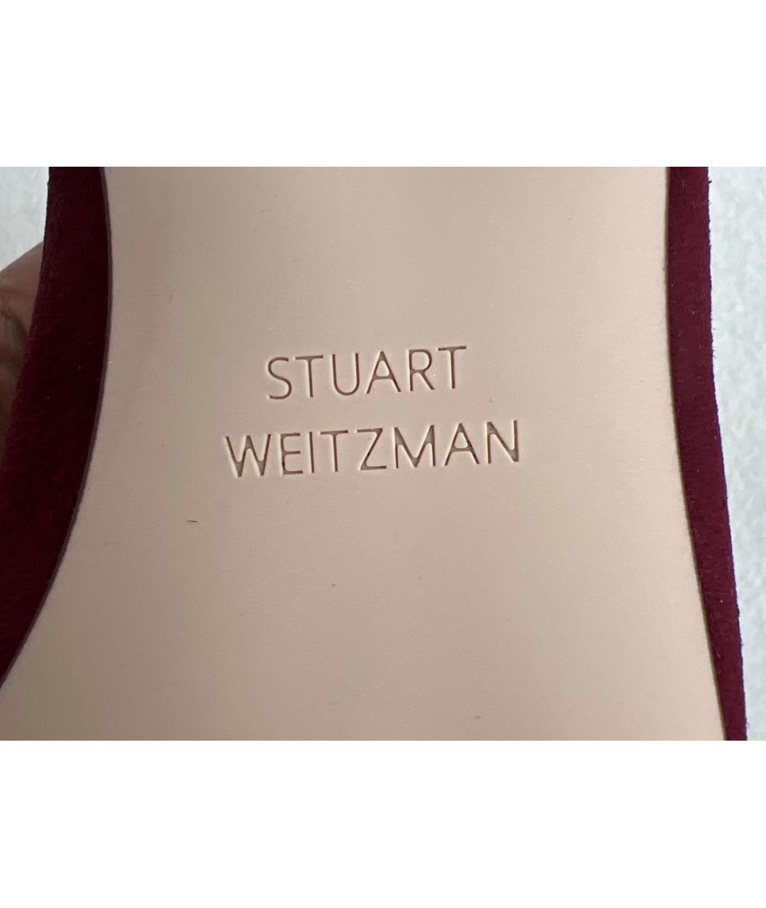 STUART WEITZMAN Бордовые замшевые лоферы, фото 8