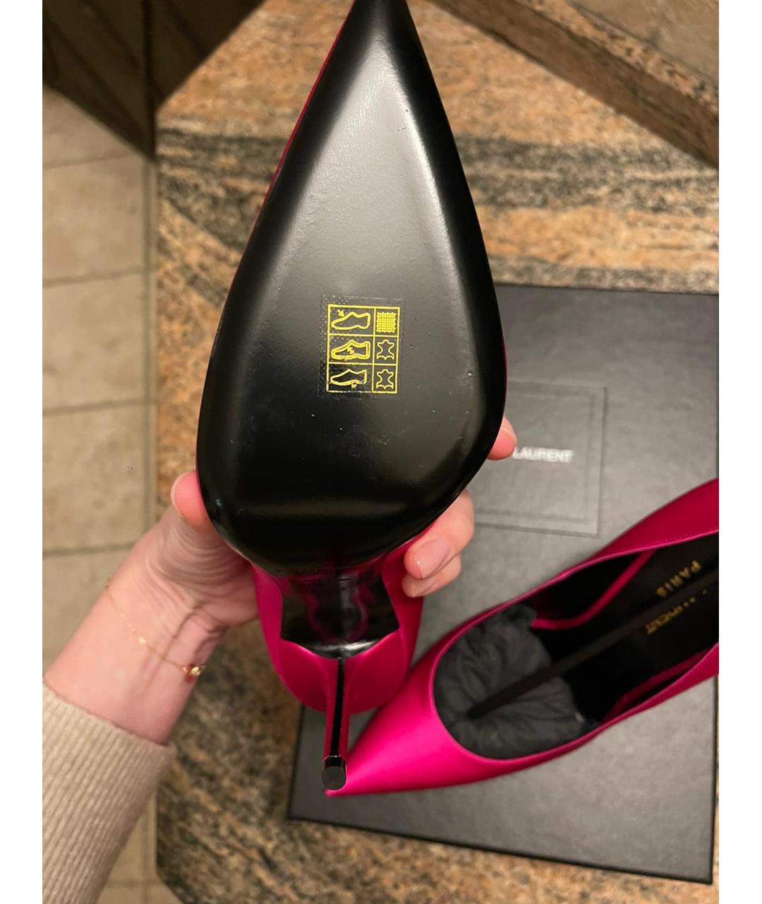 SAINT LAURENT Фуксия текстильные туфли, фото 9