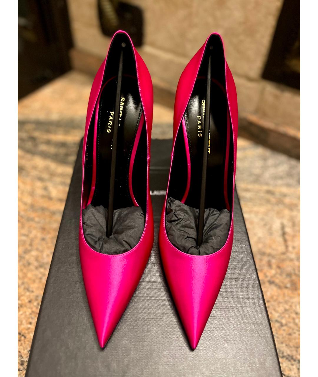 SAINT LAURENT Фуксия текстильные туфли, фото 3